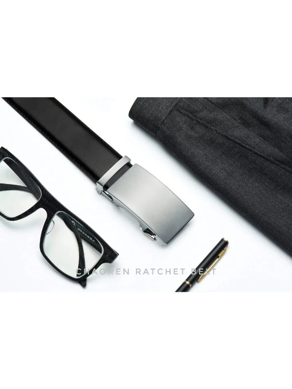 Men's Leather Ratchet Belt - Micro-Adjustable, Smooth Sliding, Trim to Fit